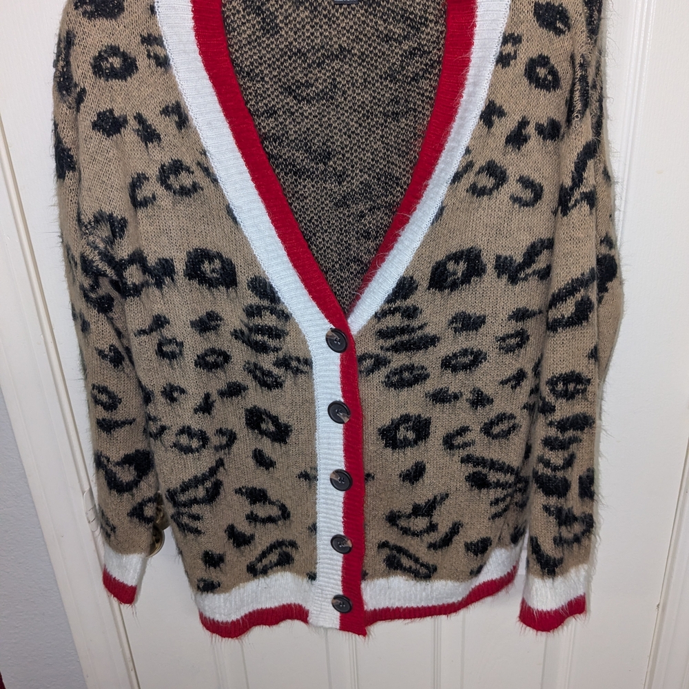 Leopard Print Button-Up Cardigan Sweater
